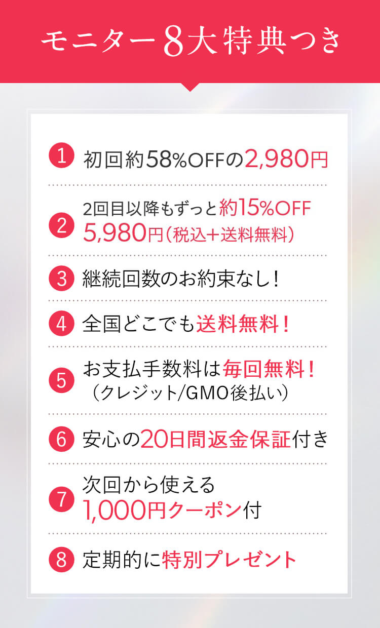 モニター6大特典つき