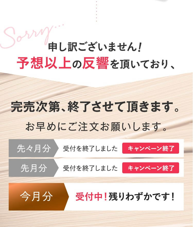完売次第、終了させて頂きます。